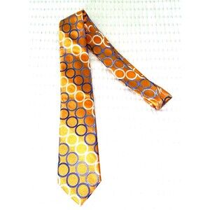 Michael Kors 100% Silk Tie Orange/Blue Geometric Design